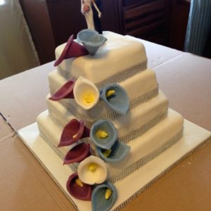 4 tier calla lillies wedding cake