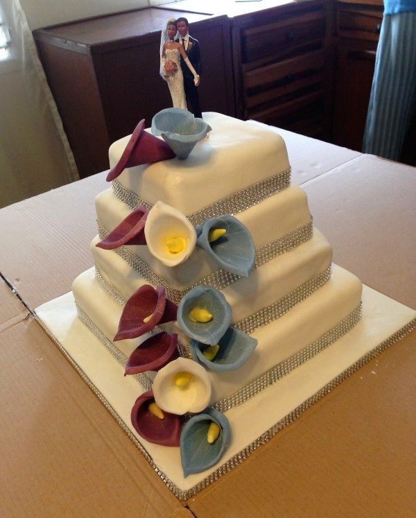 4 tier calla lillies wedding cake