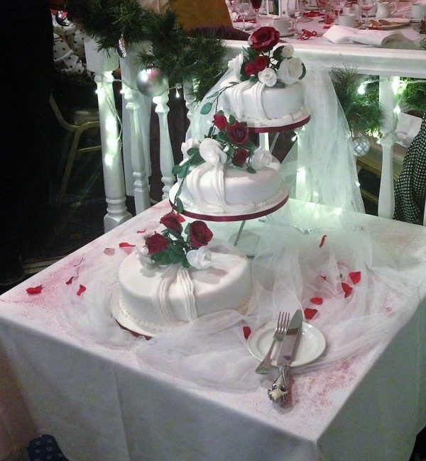 3 Tier Roses Wedding Cake