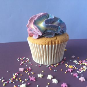 rainbow cup cakes front view