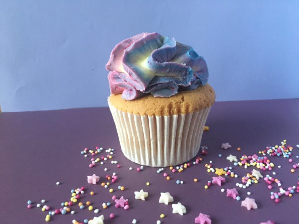 rainbow cup cakes front view
