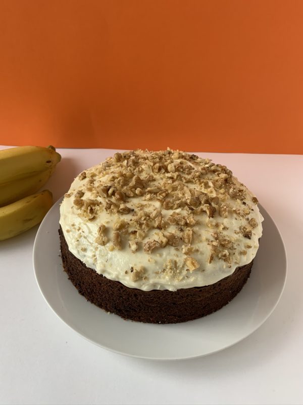 Banana Cake with Cream and Walnut Portrait